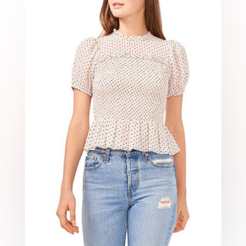 NWOT - 1. STATE Smocked Ruffle Hem Top (Size L)